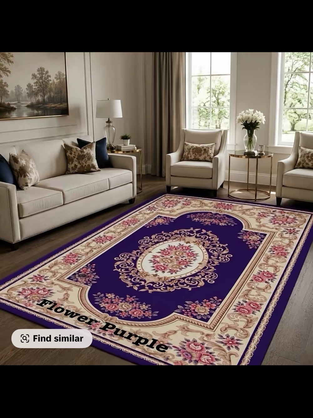 Classic Floral Purple Area Rug - Elegant Medallion Design